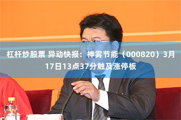 杠杆炒股票 异动快报：神雾节能（000820）3月17日13点37分触及涨停板